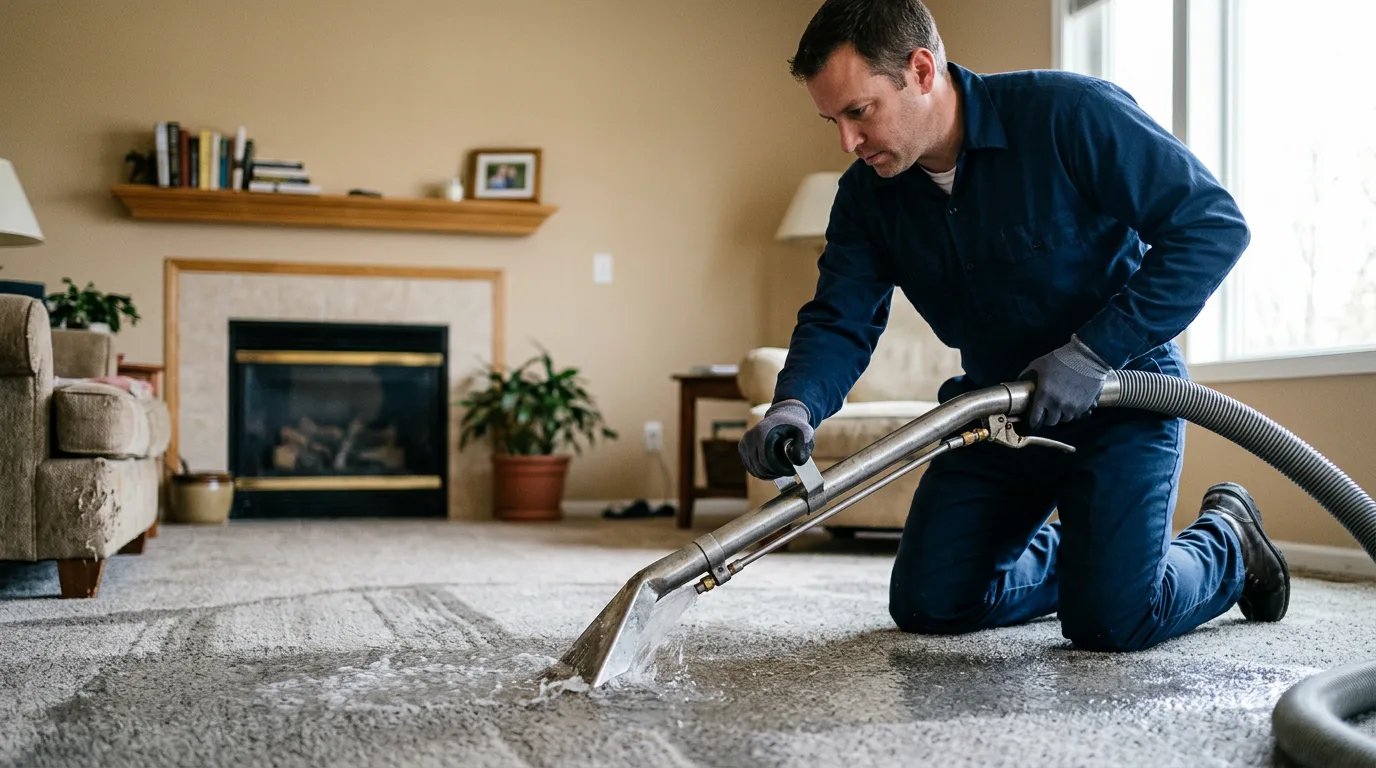 Water damage restoration technician working near Gilberts, IL